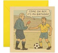 Hilarious Football Birthday Card for Men, 'Come on Ref, It's My Birthday' Red Card Joke, Blank Inside