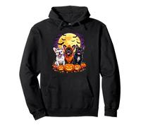 Hilarious French Bulldog Halloween Dog Trio Pumpkin Moon Pullover Hoodie