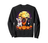 Hilarious French Bulldog Halloween Dog Trio Pumpkin Moon Sweatshirt