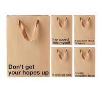 Hilarious Gift Bags | 11x8x4In 5-Pieces Satirical Party Sacks | Kraft Paper Funny Exchange Set Printed Phrases Durable Favor Pack for Events Office Home | School Christmas New Year Easter