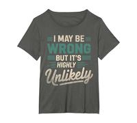 Hilarious Joke Retro I May Be Wrong But It's Highly Unlikely T-Shirt, Women's Plus, Asphalt Grey, 3X