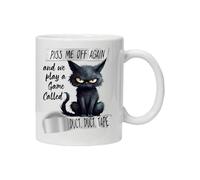 Hilarious Novelty Mug Funny Cat Piss Me Off Duct Tape Game Boxed Gift Birthday Christmas Or just to Brighten Up Your Day Reusable Ceramic Coffee Drinkware