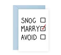 Hilarious Options Engagement Card - 'Snog Marry Avoid' - Gifts for Fiance, Fiancee, Him, Her, Babe, Other Half - List of Choices - Comes with Fun Stickers