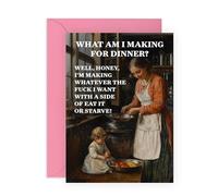 Hilarious Parenting Greeting Card - Making Dinner - Humorous and Relatable Gifts for Parents, Mum, Mother, Mama, Dad - Birthdays, Mother’s Day, Father’s Day - Includes Envelope