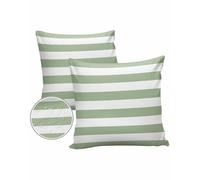 HilariousM Outdoor Pillows 18x18 Waterproof Outdoor Pillow Covers Spring Stripes Green Polyester Throw Pillow Covers Garden Cushion Decorative Case for Patio Couch Decoration Set of 2 Sage Green