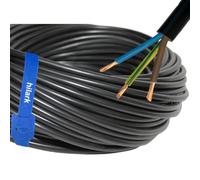 Hilark Cable Tech electrical copper Cable H05VV-F 3g1.5 mm² (3x1,5 mm) PVC coated (50 m, Black)