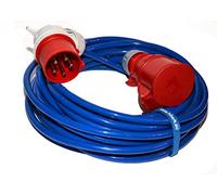 Hilark Electrical extension cable H07BQ-F 5g2,5 mm (5x2,5 mm²) Angled plug 400V 16A IP44 Blue Extension cable Polyurethane cable for Construction, Industry, Outdoor - 50m