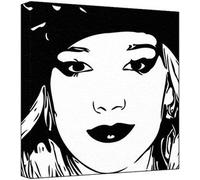 Hilary Duff Pop Art Painting (100% Original Painting. Not A Print!) Acrylic Paint On Deep Framed Canvas (30 X 30 X 2.5cm) 2-Colour Black/White