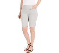 Hilary Radley Womens Midweight Mid Rise Pull On Bermuda Short, Off-white & Gray Mini Stripe, XXL