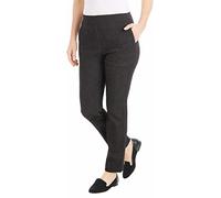 Hilary Radley Womens Midweight Pull On Pant with Pockets, Black/Off-white Check, XL
