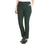 Hilary Radley Women's Ponte Pull-On Mid Rise Slim Leg Pants, Green, Large