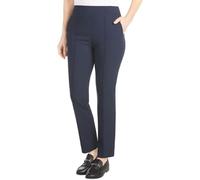 Hilary Radley Women's Ponte Pull-On Mid Rise Slim Leg Pants, Navy, Large