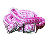 HILASON 1" X 8FT Braided Poly Barrel Horse Racing REINS Flat W/Easy Grip Knots