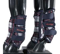 HILASON X Large Horse Fly Boots Uv Protection Fleece Lined 4 Pack Plaid Leg Boot Shoofly Leggings for Horses Hoof Boot Splint