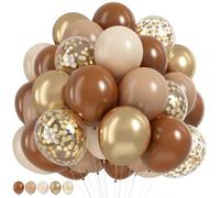 HILAVO Brown and Gold Balloons 12 Inch Double Stuffed Dark Coffee Tan Cream Beige Sand Nude Neutral Latex Balloon Confetti Balloons for Boho Birthday Rodeo Thanksgiving Baby Bridal Shower Party Decor