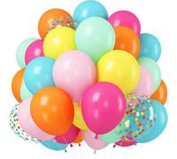 HILAVO Rainbow Balloons 12 Inch 55 Pcs Multicolor Colorful Balloon Hot Pink Orange Teal Blue Yellow Green Confetti Latex Ballons for Summer Hawaiian Birthday Wedding Baby Shower Engagement Party Decor