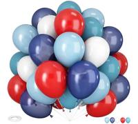HILAVO Red Blue White Balloons, 60 PCS 12 inch Navy Light Blue Red and White Balloons for Baseball Birthday Party Britain Sporting Patriotic Labor Memorial Day 4th of July Independence Day Decorations