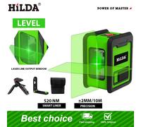 HILDA Laser Level Meter 2-Line Cross Green Level Laser Horizontal & Vertical Nivel Laser Self-Leveling лазерный уровень Men Gift SET 9
