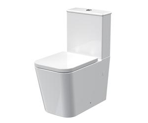 Hilderstone Rimless Flush to Wall Toilet Pan, Cistern & Soft Close Seat - 792mm x 385mm x 623mm