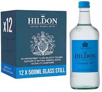 Hildon Natural Mineral Water 12 x 500ml Glass bottles - Delightfully Still - Sourced from a natural aquifer nestled on our Chalk Valley estate - Low Sodium, Naturally Alkaline, Kings Royal Warrant