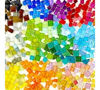 HILELIFE 300g 200 Piece Glass Mosaic Tiles for Crafts Bulk - Assorted Colors and Shapes, Mini Mosaic Glass Pieces for Adult Crafts, DIY Arts, Home Decor