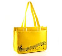 HilerPunk Music Shoulder Bag, Music Tote Handbag, High-Quality Nylon Fabric, Waterproof Women's Shopping Bag, Travel Bag with High Note Zip, Music Program Tote Bag, Yellow Music Note, No size
