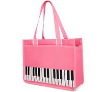 HilerPunk Music Shoulder Bag, Music Tote Handbag, High-Quality Nylon Fabric, Waterproof Women's Shopping Bag, Travel Bag with High Note Zip, Music Program Tote Bag, Pink Piano Key, No size