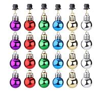 Hileyu 24 Pieces Mini Beard Bauble Decorations Multi Coloured Christmas Hair Baubles Ornaments with Grip Clip Beard Ornaments Novelty Fun Festive Gift Miniature Christmas Baubles for Christmas Party