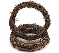 Hileyu 3 Pieces Retro Christmas Wreath Natural Grapevine Wreaths Vine Branch Wreath for DIY Craft Front Door Wall Hanging,Christmas Rattan Wreath for Halloween,Christmas Wedding Party Decors 20cm