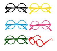 Hileyu 6pcs Wizard Round Glasses Frame for Kids & Adults - Plastic Frame Glasses for Boys & Girls - Stylish & Fancy Dress Costume Cosplay Party Aloha Summer Accessories Gifts (6Pcs)