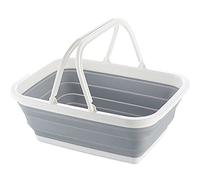 Hileyu Collapsible Sinks Camping Picnic Baskets Folding Laundry Basket Foldable Ice Buckets Collapsible Washing Up Bowl with Handles for Washing Dishes Hiking Home Laundry Bathroom Bedroom Storage