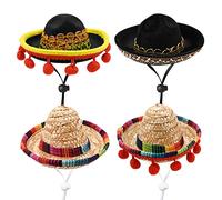 Hileyu Mini Mexican Sombrero Hats 4Pcs Colorful Sombrero Hats Mini Fun Fiesta Straw Hat Cute Straw Sombreros for Fiesta Carnival Summer Mexican Theme Decorations Party Favors