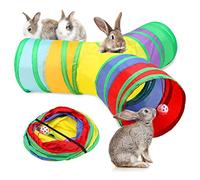 Hileyu Rabbit Bunny Tunnels Toy Collapsible 3 Way Tubes with Storage Bag,Cat Tunnels for Indoor Cats,Small Animal Activity Tunnel Toys for Rabbits,Guinea Pig,Small Dogs,Bunny,Ferrets 3 Way Tube