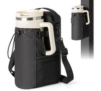 Hilhook Magnetic Gym Bag, 5 Built-in Strong Magnets Gym Water Bottle Carrier Bag with Pockets & Shoulder Strap Compatible with Owala Hydro Flask Stanley, Fits 14-40oz Bottles