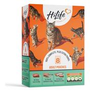 HiLife Adult Wet Cat Food, Mixed Seafood Recipes in Jelly, Complete Cat Food Pouches, 100% Natural & Grain Free, Tuna Loin / with Sardine / with Mackerel(8 x 70g Pouches)
