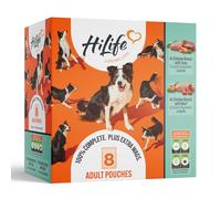 HiLife Adult Wet Dog Food, Mixed Chicken in Broth Selection, Complete Dog Food Pouches, Grain Free & 100% Natural ingredients, Chicken with Tuna & Beef (24 x 150g Pouches)