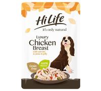 HILIFE,Chicken, Carrots it's only natural - Wet Dog Food - Luxury Chicken Breast, Carrots, Peas in Jelly - 100% Natural Grain Free, 15 Pouches x 100g