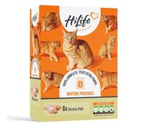 HiLife Mature Wet Cat Food for Senior Cats, Chicken Terrine in Jelly, Complete Senior Cat Food Pouches, 100% Natural & Grain Free (8 x 70g Pouches)
