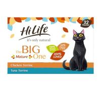 HiLife it's only natural - Complete Wet Food for Mature Cats (7+) - Chicken/Tuna Terrine in Jelly - 100% Natural Ingredients Grain Free, 32 Pouches x 70g