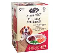 HiLife it's only natural The Luxury Jelly Collection Adult Wet Dog Food, Chicken Breast with Carrots & Peas/Beef & Carrots, Grain Free & Made With 100% Natural Ingredients (5 Pouches x 100g)