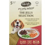 HiLife it's only natural The Luxury Jelly Collection Adult Wet Dog Food, Chicken Breast with Carrots & Peas/Beef & Carrots, Grain Free & Made With 100% Natural Ingredients (5 Pouches x 100g)