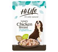 HILIFE it's only natural - Wet Dog Food - Luxury Chicken Breast, Tuna, Beans, Vegetables in Broth - 100% Natural Grain Free, 15 Pouches x 100g