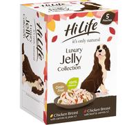 HILIFE it's only natural Wet Dog Food The Luxury Jelly Collection Chicken Breast Beef Carrots Peas 100% Natural Grain Free 15 Pouches x 100g