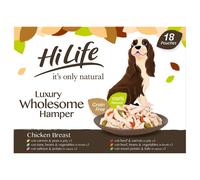 HiLife it's only natural Wet Dog Food - The Luxury Wholesome Hamper with Chicken Breast, Tuna, Salmon, Beef, Vegetables, Multipack of 36 Pouches x 100
