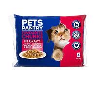 HiLife Pets Pantry - Complete Wet Cat Food - Favourite Chunks in Gravy - Chicken, Beef, Cod, Salmon, 13 x (4 x 85g)