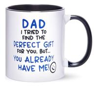 HilihoHaven Dad Gift from Daughter Son - You Already Have Me! Funny Father's Day Mug - Birthday Present for Dad Papa with Playful Quote - 11oz White Ceramic Tea Coffee Cup (Black)