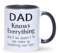 HilihoHaven DAD Knows Everything Funny Dad Mug Ceramic Coffee Cup Insulated for Hot Drinks Farher's Day Christmas, Birthday Gifts from Youngsters Daughter Son (White)