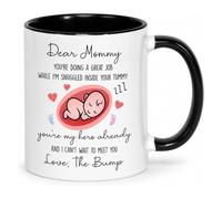 HilihoHaven Dear Mommy Mug from Bump Pregnancy Gift for Mum to Be New Mum Gift Baby Shower Present 11oz White Ceramic Tea Coffee Cup (Mommy Black)