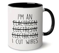 HilihoHaven Funny Electrician Mug - I'm an Electrician I Cut Wires - Humorous Gift for Electricians, Linemen, Electrical Workers Funny Father's Day Mug Birthday (Black)