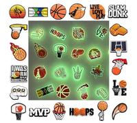 Hilikol 22Pcs Glow In The Dark Basketball Shoe Charms, Basketball Sports Shoe Charm for Adults Kawaii Cartoon Cute Accessories Pins